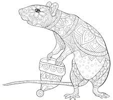 Online coloring book: Coloring page rat with Santas hat